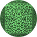 Round Machine Washable Persian Emerald Green Traditional Area Rugs, wshtr2275emgrn