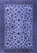 Machine Washable Persian Blue Traditional Rug, wshtr2275blu