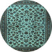 Round Machine Washable Persian Light Blue Traditional Rug, wshtr2275lblu