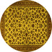 Round Machine Washable Persian Yellow Traditional Rug, wshtr2275yw