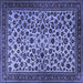 Square Machine Washable Persian Blue Traditional Rug, wshtr2275blu