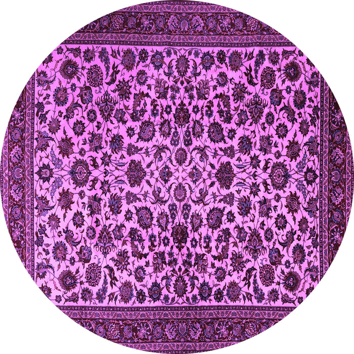 Round Machine Washable Persian Purple Traditional Area Rugs, wshtr2275pur