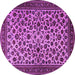 Round Machine Washable Persian Purple Traditional Area Rugs, wshtr2275pur