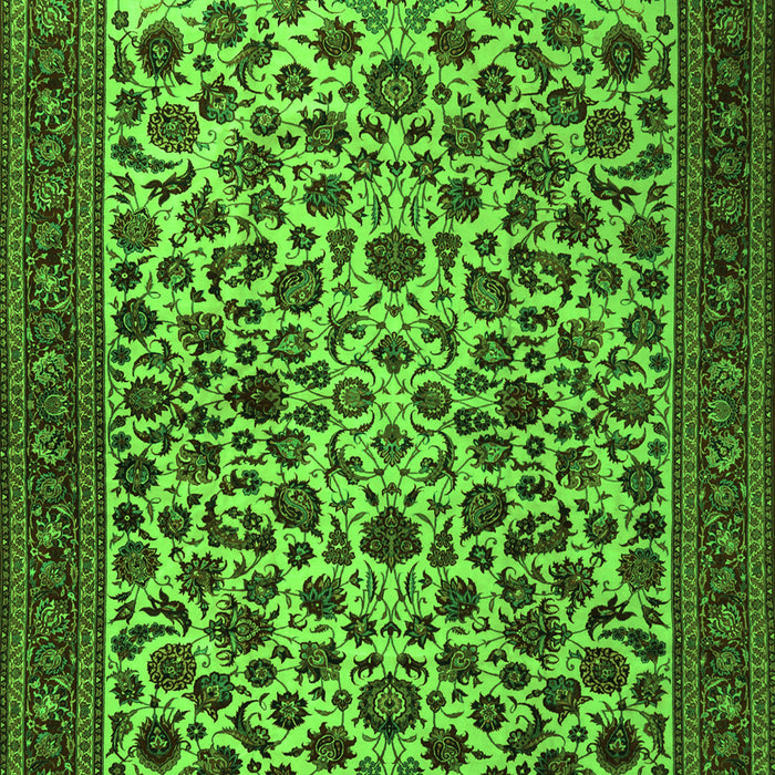 Serging Thickness of Machine Washable Persian Green Traditional Area Rugs, wshtr2275grn