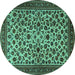 Round Persian Turquoise Traditional Rug, tr2275turq