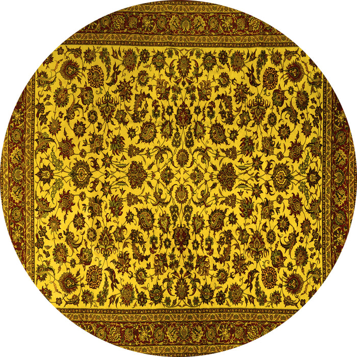 Round Persian Yellow Traditional Rug, tr2275yw