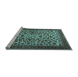 Sideview of Machine Washable Persian Light Blue Traditional Rug, wshtr2275lblu