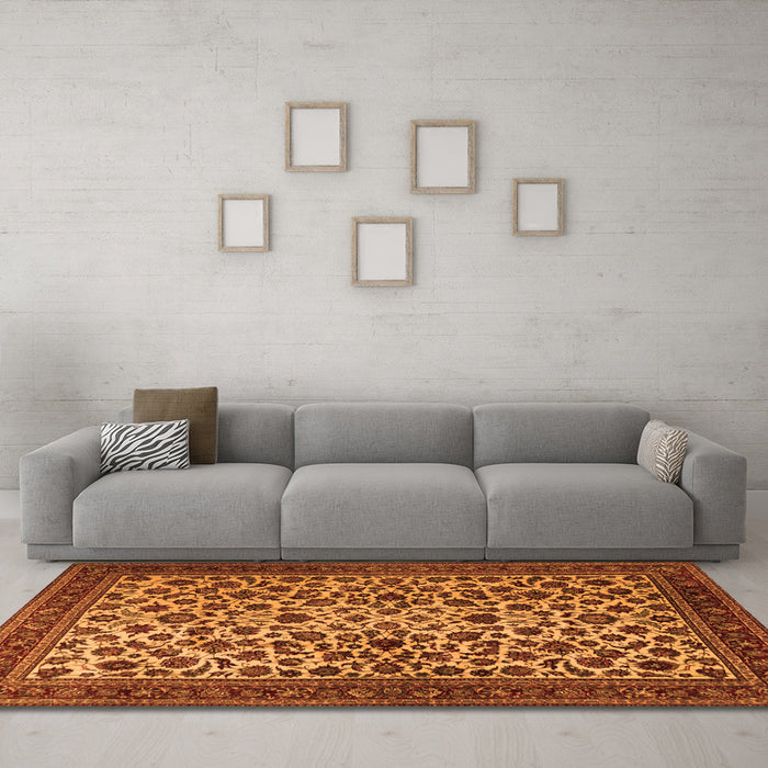 Machine Washable Persian Orange Traditional Area Rugs in a Living Room, wshtr2275org