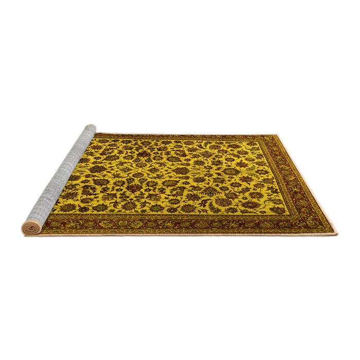 Sideview of Machine Washable Persian Yellow Traditional Rug, wshtr2275yw