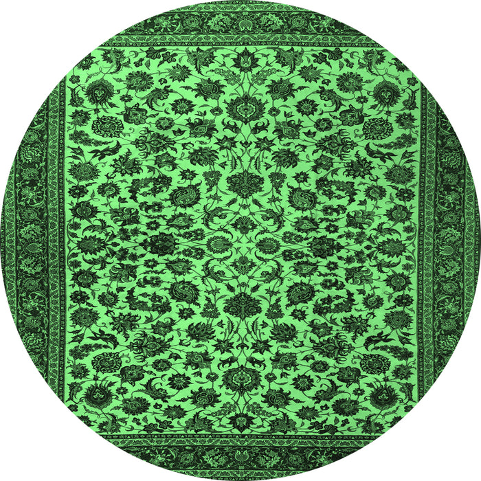 Round Persian Emerald Green Traditional Rug, tr2275emgrn