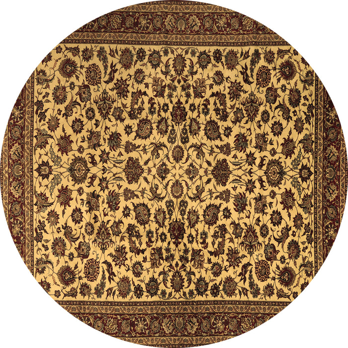 Round Persian Brown Traditional Rug, tr2275brn