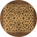Round Persian Brown Traditional Rug, tr2275brn