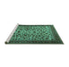 Sideview of Machine Washable Persian Turquoise Traditional Area Rugs, wshtr2275turq