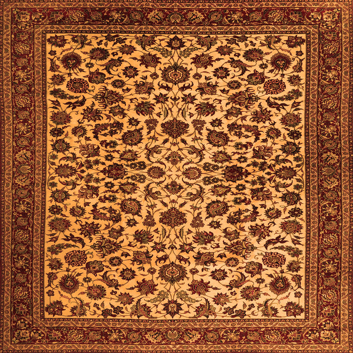 Round Machine Washable Persian Orange Traditional Area Rugs, wshtr2275org