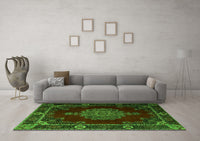 Machine Washable Persian Green Traditional Rug, wshtr2276grn