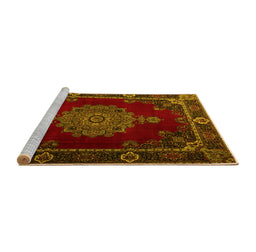 Sideview of Machine Washable Persian Yellow Traditional Rug, wshtr2276yw