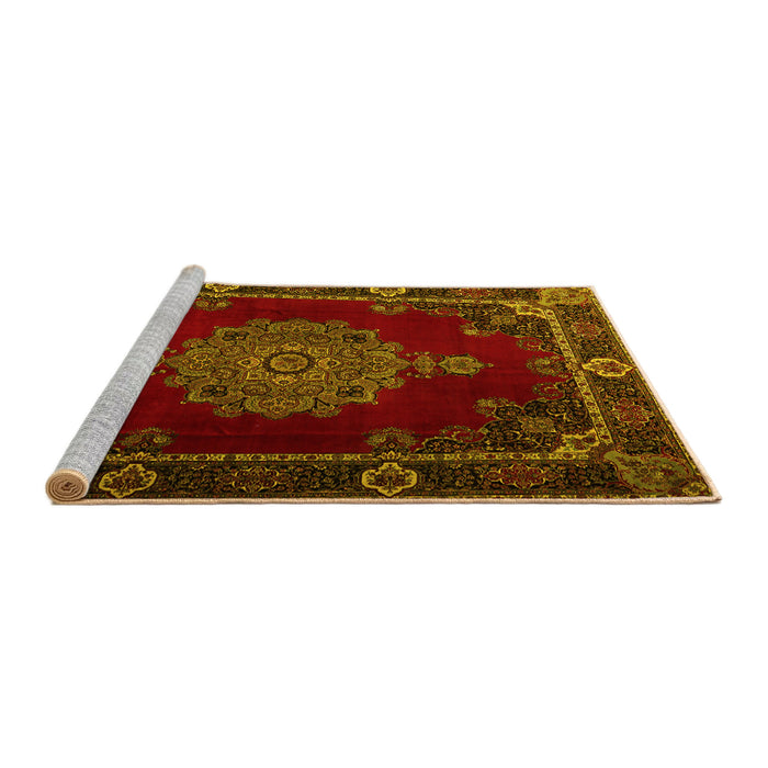 Sideview of Machine Washable Persian Yellow Traditional Rug, wshtr2276yw