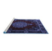 Sideview of Machine Washable Persian Blue Traditional Rug, wshtr2276blu