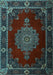 Machine Washable Persian Light Blue Traditional Rug, wshtr2276lblu