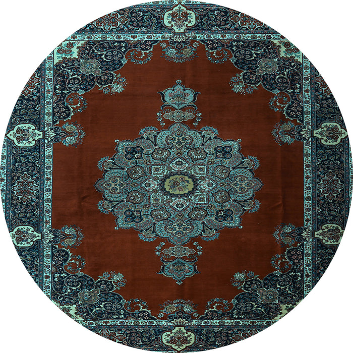 Round Machine Washable Persian Light Blue Traditional Rug, wshtr2276lblu