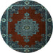 Round Machine Washable Persian Light Blue Traditional Rug, wshtr2276lblu