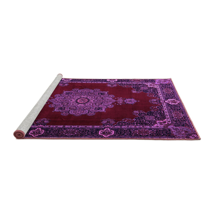 Sideview of Machine Washable Persian Purple Traditional Area Rugs, wshtr2276pur