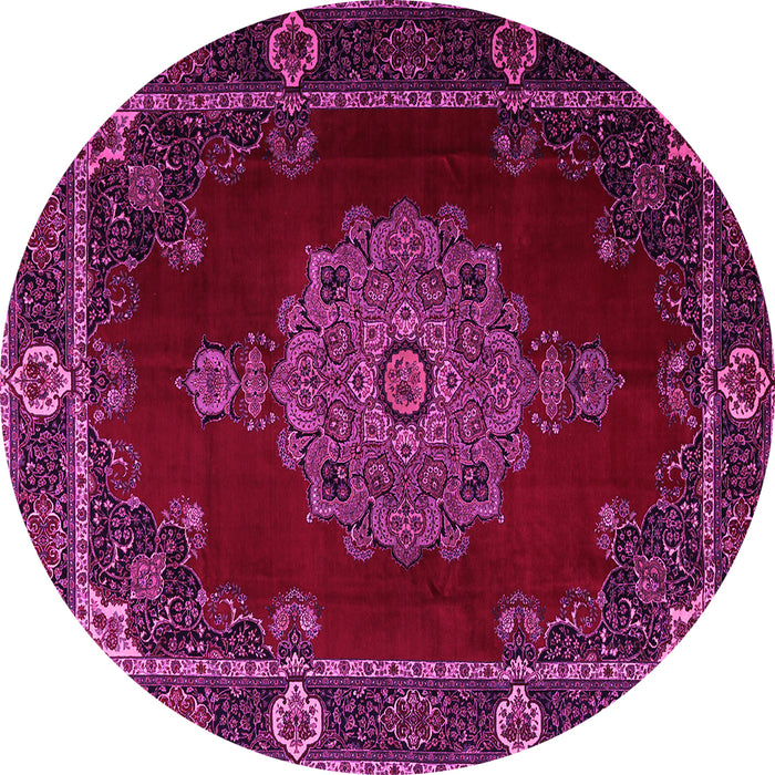 Round Machine Washable Persian Pink Traditional Rug, wshtr2276pnk