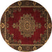 Round Machine Washable Persian Brown Traditional Rug, wshtr2276brn