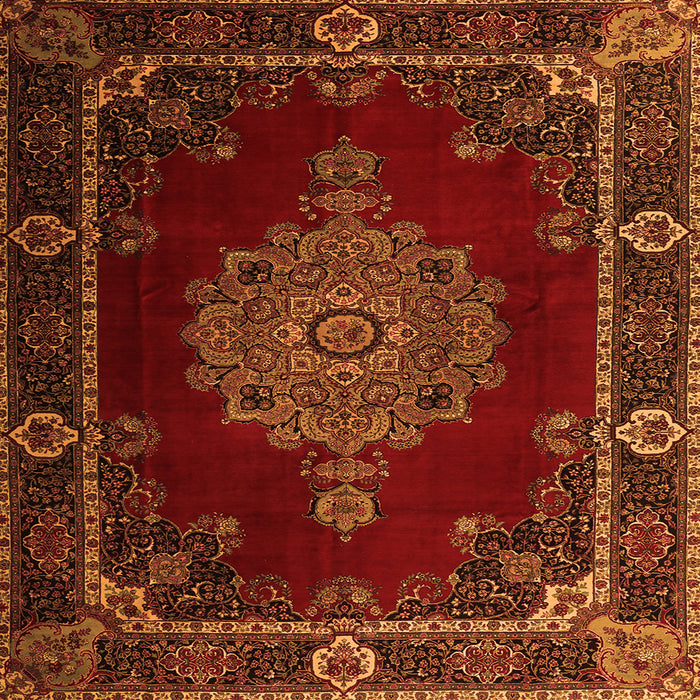 Round Machine Washable Persian Orange Traditional Area Rugs, wshtr2276org