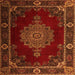 Round Machine Washable Persian Orange Traditional Area Rugs, wshtr2276org