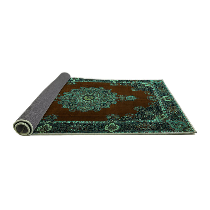 Sideview of Persian Turquoise Traditional Rug, tr2276turq