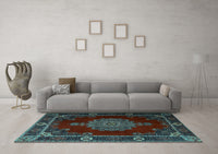 Machine Washable Persian Light Blue Traditional Rug, wshtr2276lblu