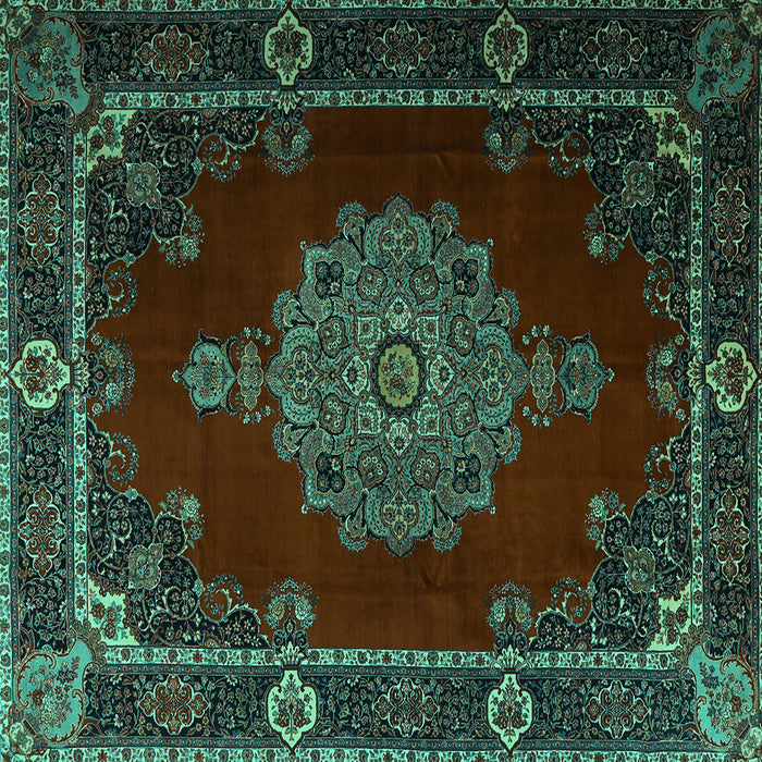 Square Machine Washable Persian Turquoise Traditional Area Rugs, wshtr2276turq