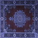 Square Machine Washable Persian Blue Traditional Rug, wshtr2276blu