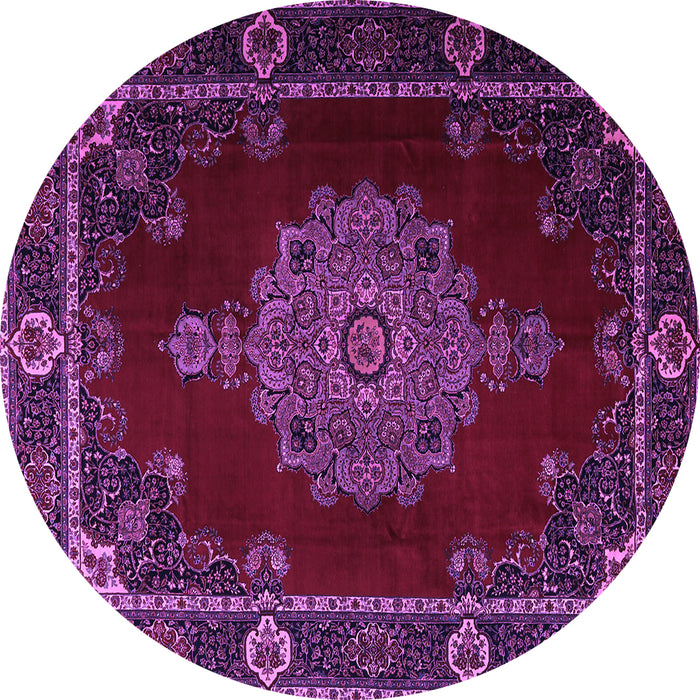Round Machine Washable Persian Purple Traditional Area Rugs, wshtr2276pur