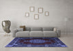 Machine Washable Persian Blue Traditional Rug in a Living Room, wshtr2276blu