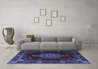 Machine Washable Persian Blue Traditional Rug, wshtr2276blu