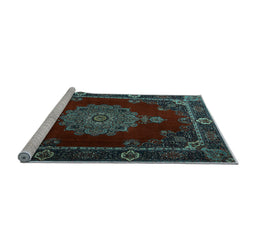 Sideview of Machine Washable Persian Light Blue Traditional Rug, wshtr2276lblu