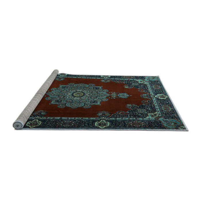 Sideview of Machine Washable Persian Light Blue Traditional Rug, wshtr2276lblu