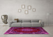 Machine Washable Persian Pink Traditional Rug in a Living Room, wshtr2276pnk