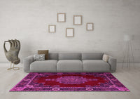 Machine Washable Persian Pink Traditional Rug, wshtr2276pnk