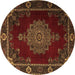 Round Persian Brown Traditional Rug, tr2276brn