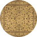Round Persian Brown Traditional Rug, tr2277brn
