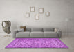 Machine Washable Persian Purple Traditional Area Rugs in a Living Room, wshtr2277pur