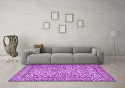 Machine Washable Persian Purple Traditional Area Rugs in a Living Room, wshtr2277pur