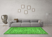 Machine Washable Persian Green Traditional Rug, wshtr2277grn