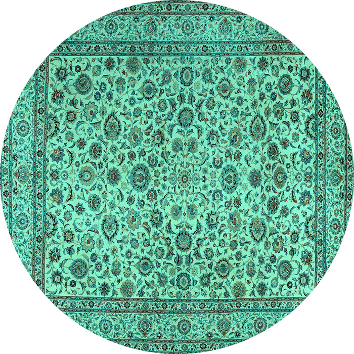 Round Persian Turquoise Traditional Rug, tr2277turq