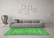 Machine Washable Persian Emerald Green Traditional Area Rugs in a Living Room,, wshtr2277emgrn