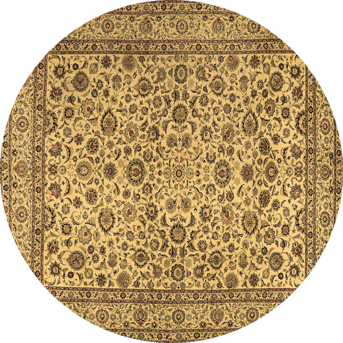Round Machine Washable Persian Brown Traditional Rug, wshtr2277brn