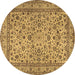 Round Machine Washable Persian Brown Traditional Rug, wshtr2277brn